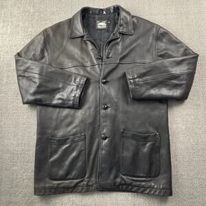 Roots Canada Leather Jacket 2XL XXL Brown Mid Length Long Sleeve Men's